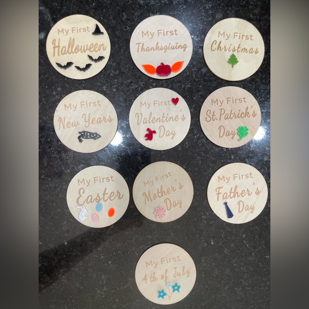Infant “My First” Holiday Wooden Milestone Signs